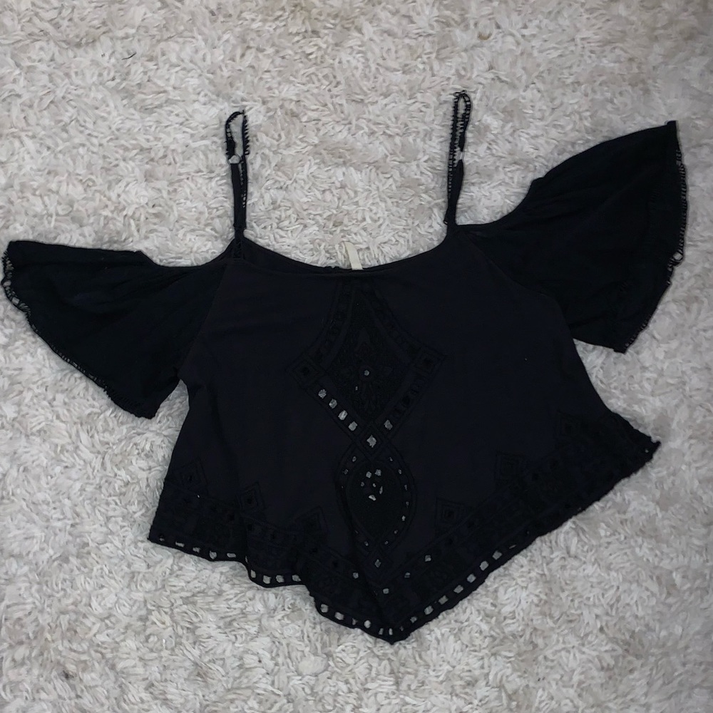 Free People Cropped Cold Shoulder Shirt